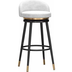 Barkrukken Bistrokruk Barstoelen Ronde Barkruk 360° Draaibaar Keukenontbijtstoel Moderne Thuisrugstoel Barkruk Met Zwarte Poten Barkruk Keukenstoelen(White,75cm/29.5"")