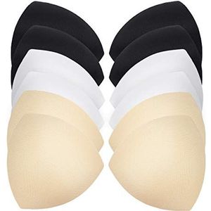 TENDYCOCO Vrouwen Verwijderbare Bra Pads Inserts Spongy Pad Bra Inserts Pads voor Badmode Sport Wit Zwart Huidskleur 6 Pairs, Zoals getoond
