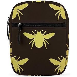 Golden Bee Mini Crossbody Tas Unisex Anti-Diefstal Side Schoudertassen Reizen Kleine Messenger Bag