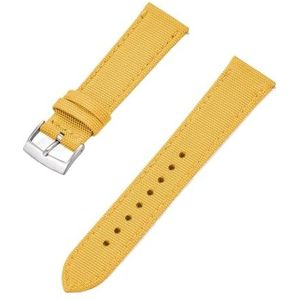 INEOUT Nieuw Design Canvas Nylon Lederen Snelsluiting Horlogeband 18 Mm 20 Mm 22 Mm Vervangende Horlogebanden (Color : Yellow Silver, Size : 20mm)