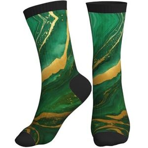 XTYGETY Zwart En Goud Geometrische Print Mid-Crew Atletische Sokken Voor Mannen Ademende Sokken Sport Sok Voor Running Vrouwen Sok, Zwart, One size