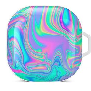 Psychedelische Trippy Earbuds Case Compatibel met Samsung Hard Shell Beschermhoes Wit-Stijl