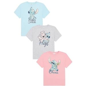 Disney Lilo en Stitch Meisjes T-shirts 3 Pack Kids Multipack, roze, 6-7 jaar