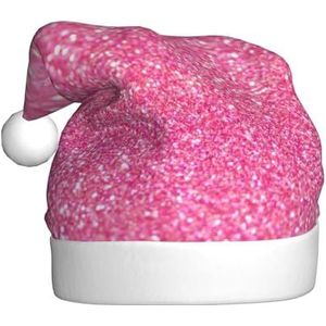 ErKaL Sprankelende Roze Glitter Gedrukt Kerstman Hoed,Kerst Hoed Voor Volwassene,Pluizige Kerst Kerstman Hoed Voor Vrouwen Heren Vakantie Party