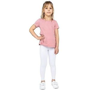 looksy Meisjes Katoenen Leggings Enkellang Zachte en Ademende Broek voor Kinderen Perfect voor School Dans Sport en Dagelijks Gebruik Verkrijgbaar in Klassieke en Heldere Kleuren, Wit, 104 cm