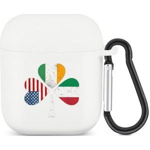 Iers Italiaans Amerikaans klaver Patrick's Day schattig hoesje voor AirPods 2 & 1 schokbestendige beschermende hoofdtelefoon hoesjes cover met sleutelhanger voor mannen vrouwen