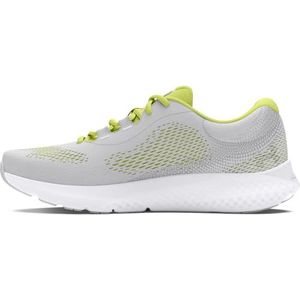 Under Armour Dames UA W Charged Rogue 4 hardloopschoen, 102 Halo Grijs Sonic Geel Wit, 38.5 EU