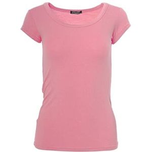 Easy Young Fashion dames Basic T-shirt ronde hals slim fit