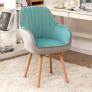 GZDZ Gestoffeerde stoel - draaibare houten eetkamerstoelen, fluwelen fauteuils voor kaptafel of modern kantoor - schattige stijl uit het midden van de eeuw zonder wielen (kleur: blauw 1)