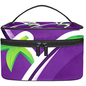 Plantaardige wortel tomaat make-up tas voor vrouwen meisjes cosmetische tassen met handvat reizen make-up organizer tas, Plantaardige aubergine Paars Patroon, 8.9x5.9x5.4 Inches, Make-up zakje