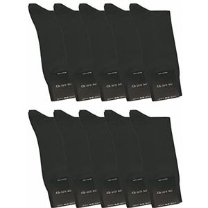 ca·wa·so Herensokken van 100% katoen | pure katoenen sokken in 10-delige set | vrijetijdssokken zonder naad met versterkte hiel & teen, zwart, 51/54 EU