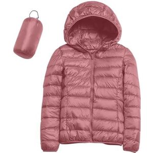 Dames Donsjack, Lichtgewicht, Opvouwbaar Overgangsjack, Warme Winterjas, Polythermische Voering Met Zakken(Pink,XXL)