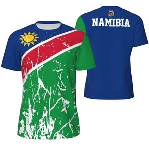 Sport T-Shirt Vintage Namibië Vlag Graan Tees 3D Gedrukt voor Fitness Running Voetbal, Meerkleurig, S