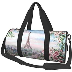 Sporttas Reizen Duffel Bag Mooie Eiffeltoren Parijs Print Overnachtingstas, Zwart, Eén maat, Reisplunjezak