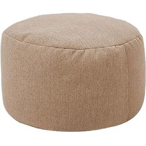 WJLYDM Voetkruk ronde kruk D30 cm x H20 cm linnen zitzak Ottomaanse met vulling zitzak poef voetenbank tatami futon bladerdeeg voor woonkamer, bed (donkerkaki)