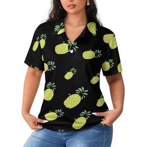 Leuke ananas dames korte mouw poloshirts casual kraag T-shirts golfshirts sport blouses tops 4XL