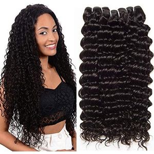 CLAROLAIR Unprocessed Brazilian Deep Curly Hair Bundles Real Human Hair Bundles Virgin Brazilian Hair Bundles 3pc/pack Natural Color (100+/-5g)/pc (12 14 16 inch)