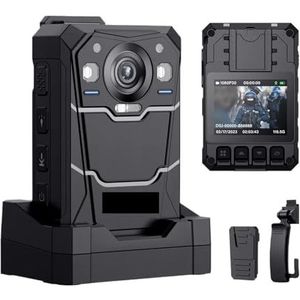 Lichaamscamera B4K3 2K op het lichaam gemonteerde camera 128GB 4000mAh batterij 13 uur opname GPS-camcorder IP68 Op het lichaam gedragen camera Politie Body Cam