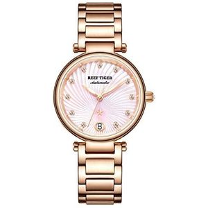 REEF TIGER Vrouwen Analoog Automatische Horloge met Rose Goud Band RGA1590-PPP