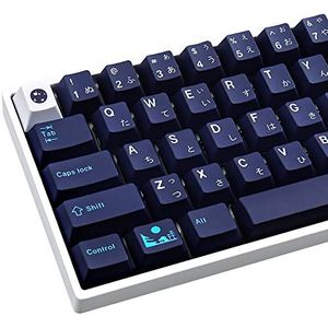 PBT Keycaps, 134 Toetsen Blue Hell Keycaps Dye-Sublimatie PBT Keycap Set Cherry Profiel Japanse Keycaps voor Cherry Gateron MX Schakelaars Mechanisch Toetsenbord, 6.25u en 7u Spatiebalk