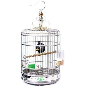 Vogelhuisjes Elegant Geschilderd Roestvrij Bird Steel Cage Creative Parrot Cage Bold Ring stalen ronde Cage Pet Products Flight Cage (Size : M)