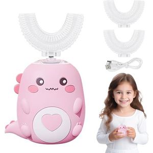 Elektrische tandenborstel voor kinderen, met 2 U-vormige siliconen borstelkoppen