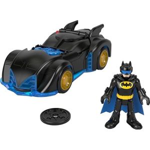 Imaginext DC Supervrienden Batman speelgoed, Schud en Draai Batmobiel met beweegbare figuur, fantasiespel voor peuters en kleuters vanaf 3jaar, HRP08