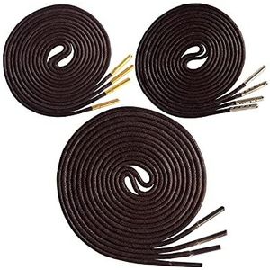 3 paar gewaxte ronde schoenveters met gouden/zilveren metalen punten Vrijetijdsschoenenaccessoires 70-180 cm, 90 cm (Color : 10 Dark Brown, Size : 70)