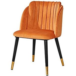 GEIRONV 1 stks moderne fluwelen eetkamerstoel, woonkamer fauteuil kantoor receptie stoel gestoffeerde rugleuning metalen poten eetkamerstoelen Eetstoelen (Color : Orange, Size : 49x47x80cm)