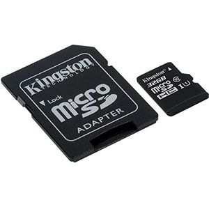Kingston SDCS/32GB MicroSD Canvas Select snelheden klasse 10 UHS-I – tot 80 MB/s leestoegang (met SD-adapter) – wek HD-video's tot leven