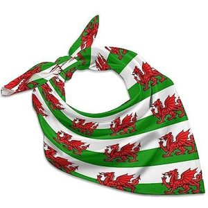 Welsh vlag behang vrouwen vierkante zijde gevoel sjaal halsdoek bandana hoofdsjaals zonnebrandcrème sjaal wrap 63,5 cm x 63,5 cm