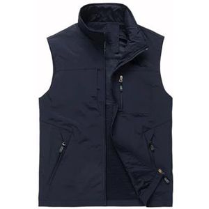 Pegsmio Outdoor Vest Voor Mannen Ademend Grote Pocket Fotografie Vissen Vest, Blauw, L
