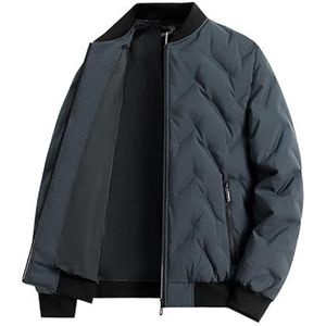 Donsjack voor heren met opstaande kraag, warm voor winter en herfst, zonder capuchon, grijs, casual stijl voor outdooractiviteiten., Blauw, 4XL