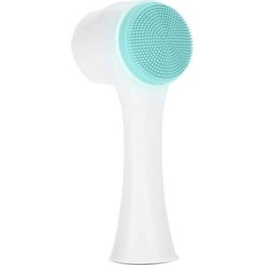 Dubbele siliconen reinigingsborstel, handmatige massagereinigingsborstel, exfoliërende en zachte massage, siliconen gezichtsporiënreiniging, mee-eter, droog of nat multifunctioneel (blauw, 2 stuks)
