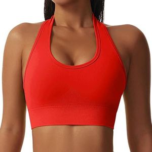 Halter sports bras for Women, Workout Yoga Crop Tank Top Fitness Active Running Bras, Suitable for outdoor or home use (M,Red)