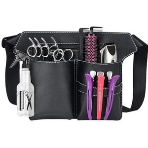 Nivofu Riemtas voor kappersschaar, draagbaar, schaartas met riem, kappersschaartas van kunstleer, professionele PU lederen kappers, schoudertas, kapperstas, zwart
