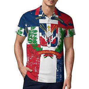 Retro Dominicaanse Republiek vlag heren golf poloshirt zomer korte mouw T-shirt casual sneldrogende T-shirts L