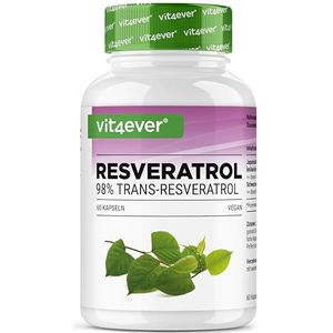 Resveratrol - 520 mg per capsule - 98% trans-resveratrol uit Japans duizendknoop wortelextract 100:1 + piperine voor optimale biologische beschikbaarheid - 60 capsules - hooggedoseerd - veganistisch
