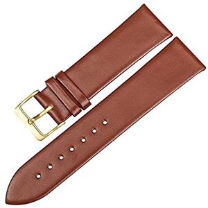 12 mm - 24 mm horlogebandjes voor dames van zacht echt leer, ultradun, horloge-accessoires gouden gesp armband, Lichtbruin, 24mm, riem