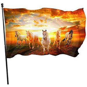 942 Vlag 90 x 150 cm, mooi paard veranda vlag kamerdecoratie huis tuin vlag muur decor zomer vlaggen, voor festival, carnaval, tuin