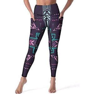 Vintage Azteekse vrouwen Yoga Broek Hoge Taille Leggings Buikcontrole Workout Running Leggings S