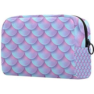 Cosmetische tassen voor vrouwen, roze-blauw patroon zeemeerminschaal reizen cosmetische tassen, multifunctionele draagbare make-uptassen, reizen cosmetische tas organizer voor vrouwen, Multi kleuren