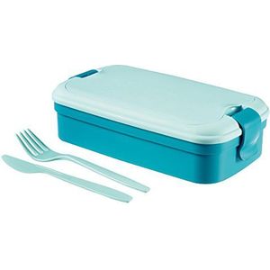 Curver Lunchbox Lunch & Go inclusief bestek 23,5 x 13,5 x 6,3 cm, in blauw, plastic, 23,5 x 13,5 x 6,3 cm