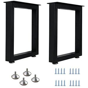 QLLY 2 stuks 40cm zware metalen tafelpoten, industriële vierkante meubelpoten met verstelbare poten, stevige bureaupoten voor doe-het-zelf tafel, 30cm x 40cm