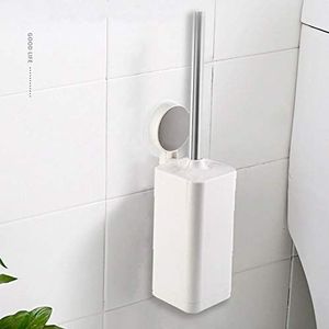 WC borstel met houder hangend - Toiletborstel in houder met zuignap - Toiletborstelhouder voor aan de wand - Hygiënische WC borstel vrijstaand - toiletset - Toilet / WC borstel en houder - WIT/GRIJS - Decopatent