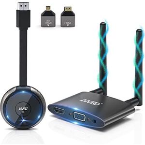 HDMI draadloze zender en ontvanger, 5G draadloze HDMI-extender Draadloze transmissie voor streamen op twee schermen van laptop, pc, camera naar projectormonitor, ondersteunt YouTube, Neflix