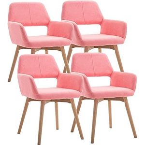 GEIRONV Moderne fluwelen eetkamerstoelen set van 4, massief houten poten holle rugleuning keuken kamer stoel gestoffeerde accent vrijetijdsfauteuil Eetstoelen (Color : Pink, Size : 45x43x79cm)