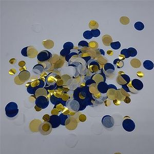 Feestdecoraties 20 g/zak gemengd 1,5 cm + 2,5 cm koningsblauw goud ronde papieren confetti cirkels tafeldecoraties voor verjaardag en bruiloft partijen