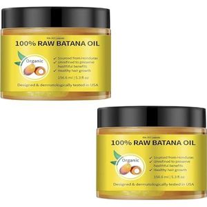 Rauwe Batana-olie voor haargroei Dr Sebi Pack van 2-156ml Biologische Honduras Batana Olie - 100% Natuurlijk voor Dikker, Sterker Haar voor Mannen en Vrouwen