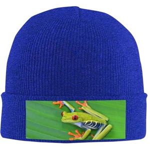 Animal Frog Leaf Leaves Gebreide Muts - Acryl Gebreide Beanie met Geribbelde Textuur - Gezellige Winter Hoofddeksels Gebreide Hoed Warme Cap Geïsoleerde Hoed Outdoor Hoofddeksels Slouchy Beanie,